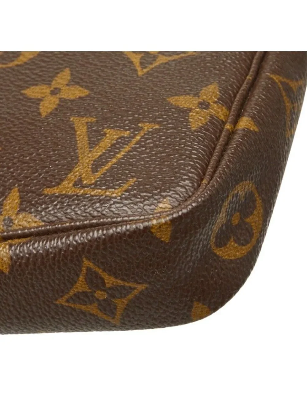 Louis Vuitton Monogram Pochette Soir Shoulder Bag Brown Leather
